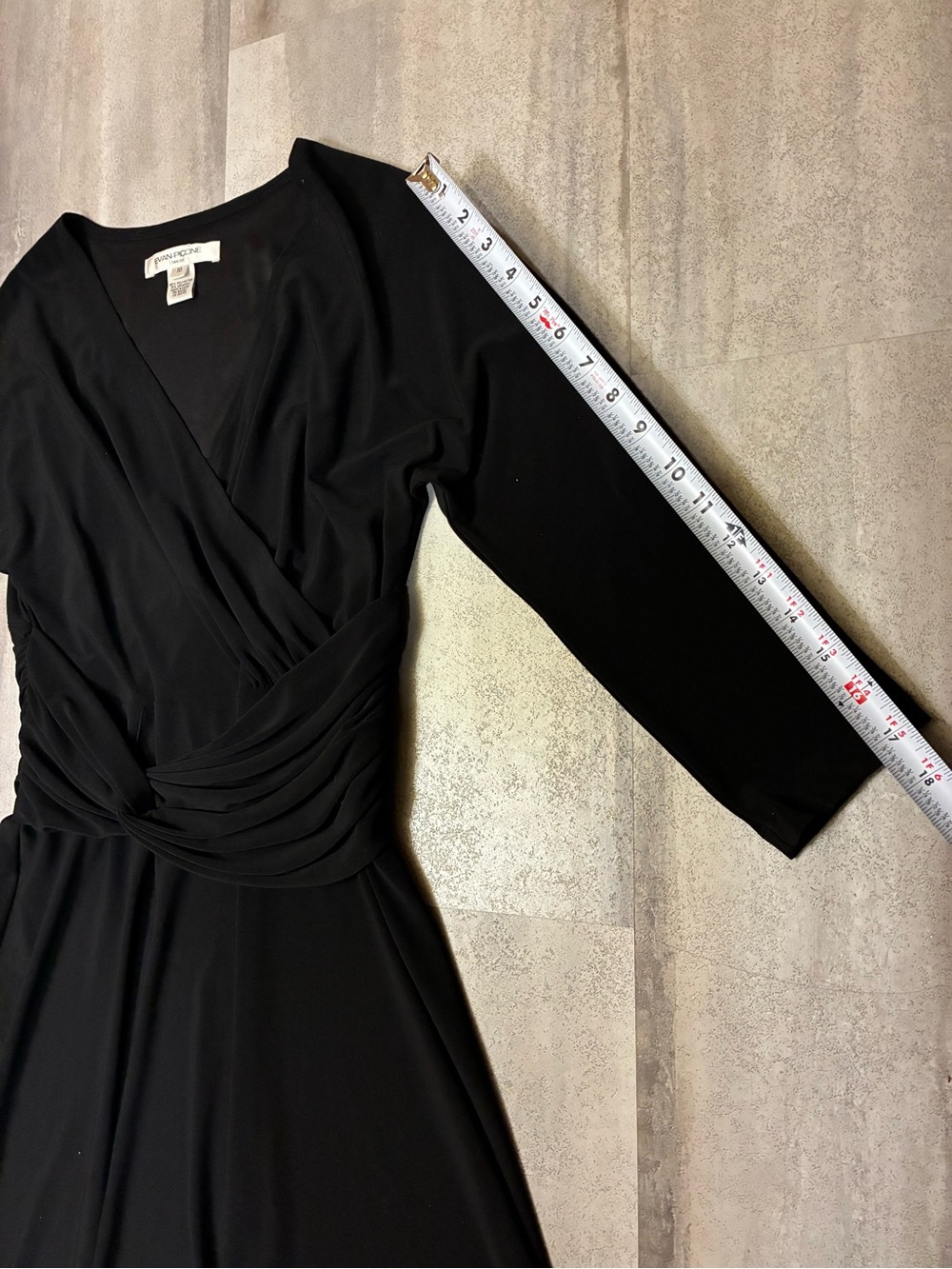 Evan Picone Black Long-Sleeve V-Neck Wrap Dress - Picture 6 of 8